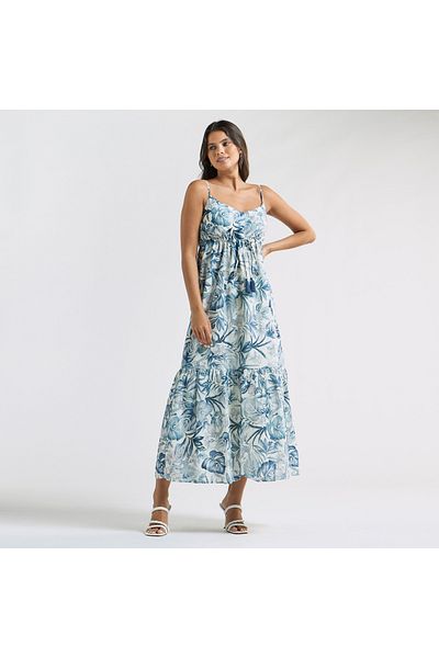 FAV All-over Floral Print Sleeveless Tiered Dress