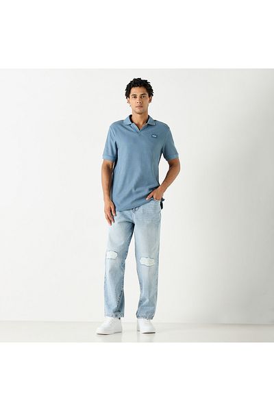 Lee Cooper Textured Polo T-shirt With Short Sleeves