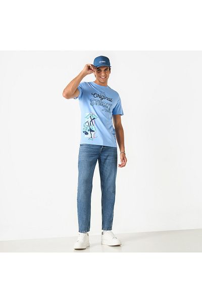 SP Characters Mickey Mouse Print T-shirt With Crew Neck And Short Sleeves
