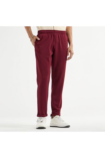 FAV Textured Regular Fit Pants With Flexi Waist And Pockets