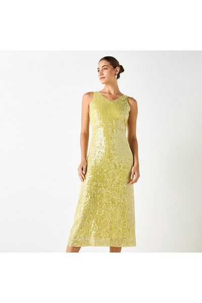 Iconic All-over Embellished Sleeveless V-neck Dress