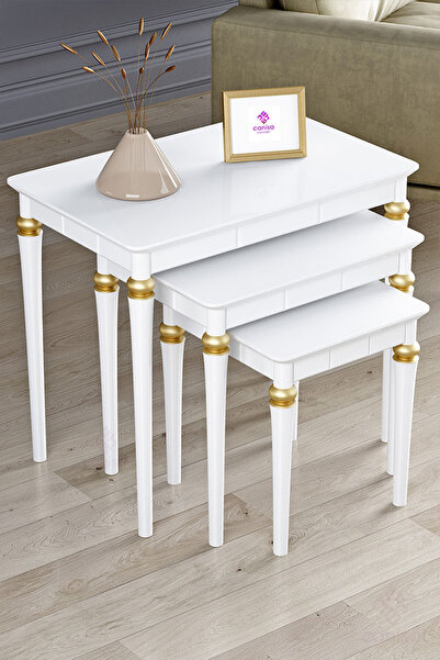 Canisa Polfe Serisi Mdf 1.sınıf 3lü Gürgen Ayak Zigon Sehpa Takımı