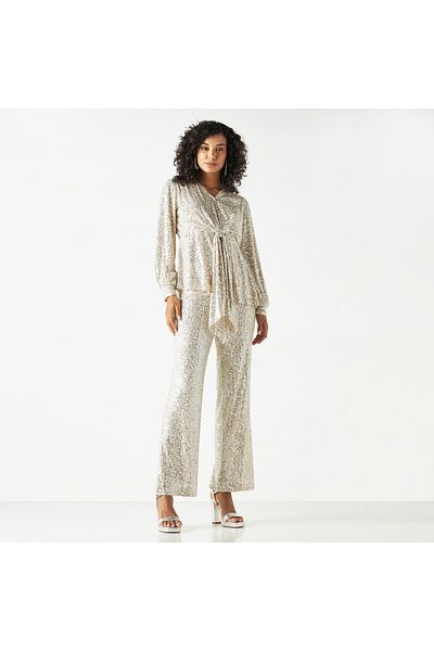 Iconic All-over Embellished Wide Leg Pants