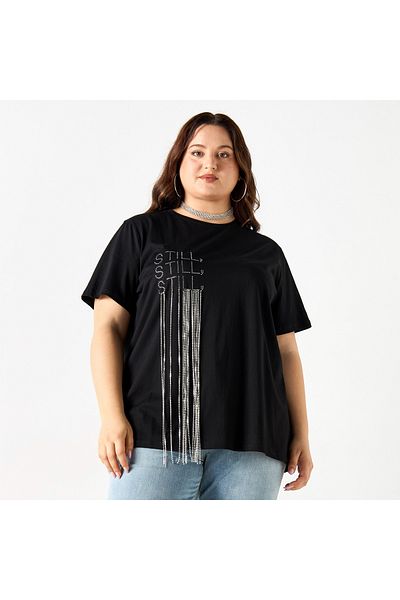 2Xtremz Embellished Crew Neck T-shirt With Short Sleeves