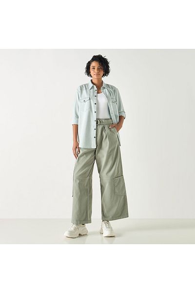 Lee Cooper Wide Leg Jeans With Buckled Belt