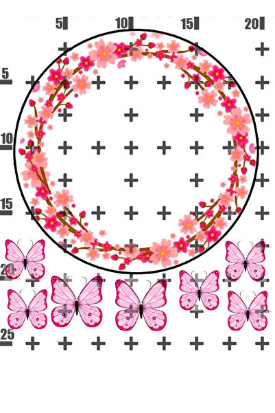 Lyroni Yenilebilir Şeker Kağıt Çiçekli Çerçeve Kişiye Özel Pasta Süsleme