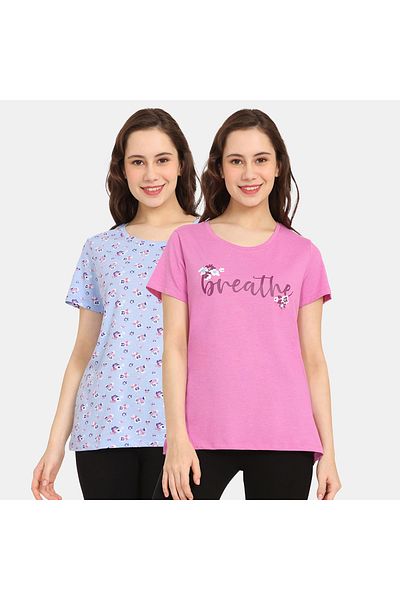 Zivame Set Of 2 - Printed T-shirt With Short Sleeves