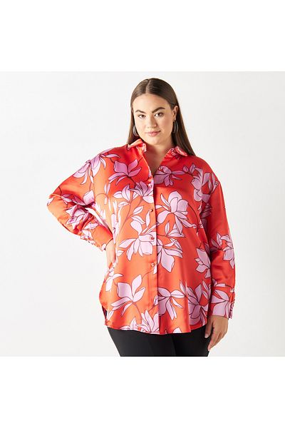 Iconic All-over Floral Print Shirt With Long Sleeves And Button Accents