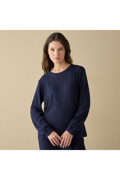 FAV Waffle Textured Long Sleeve T-shirt And Elastciated Pyjama Set