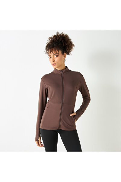Active High Neck Zip Through Jacket With Pockets