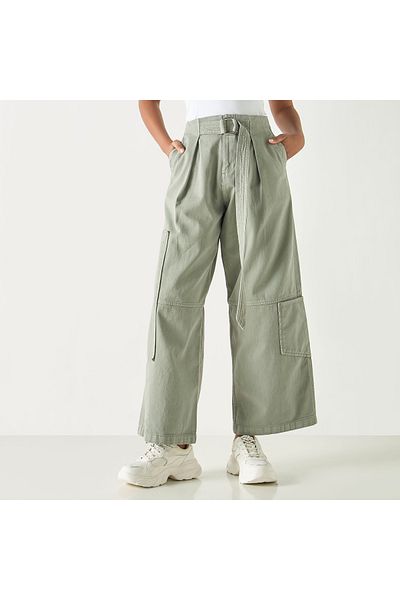 Lee Cooper Wide Leg Jeans With Buckled Belt