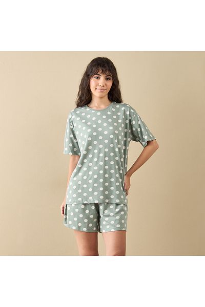 FAV Polka Dot Print T-shirt And Shorts Set