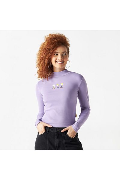 SP Characters Peanuts Print High Neck T-shirt With Long Sleeves