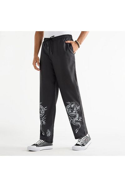FAV Dragon Print Regular Fit Pants With Flexi Waist And Pockets