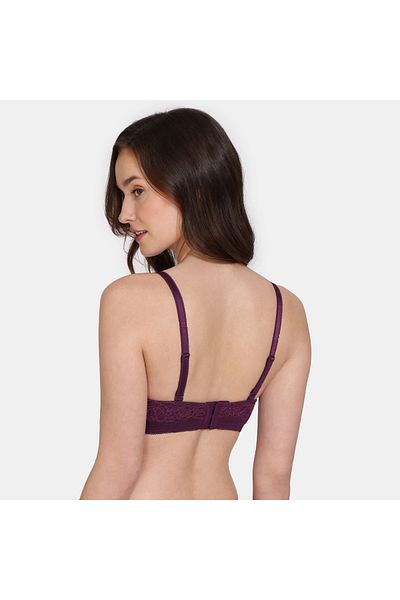 Zivame Lace Detail Padded Wired Balconette Bra With Detachable Straps