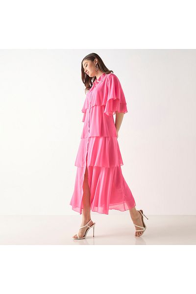 2Xtremz Ruffled Shirt Dress With Short Sleeves