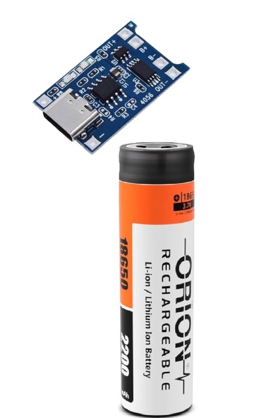 Orion 1 Adet Orion Li-ion Pil ve TP4056 Type-C Korumalı 18650 Pil Şarj Devresi