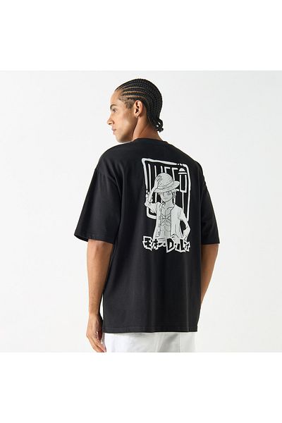 SP Characters One Piece Print Crew Neck T-shirt With Short Sleeves