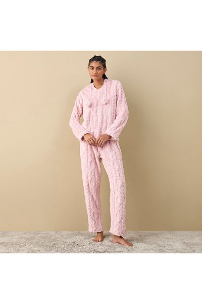 FAV Textured Hooded Top And Pyjama Set