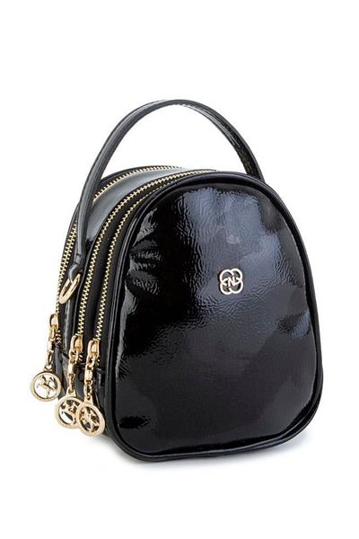 Nas Bag Mini Geantă Crossbody pentru Femei - Piele Lacuită Negru-Spiky