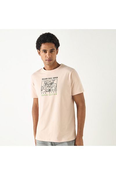 SP Characters Dragonball Z Print Crew Neck T-shirt With Short Sleeves