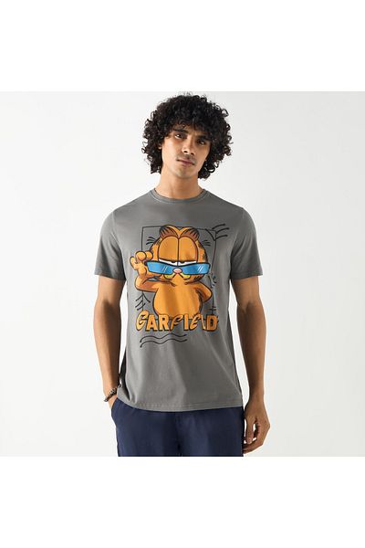 SP Characters Garfield Graphic Print T-shirt With Crew Neck And Short Sleeves