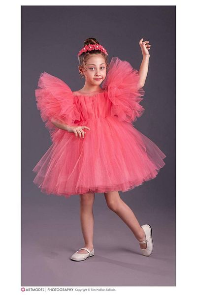 RAPAPA Girl's Tutu Skirt Puffy Sleeves Komotini Crown Evening Dress 1662Nç