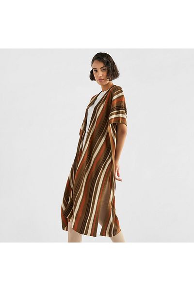 FAV كارديجان مخطط مفتوح من الأمام وطويل