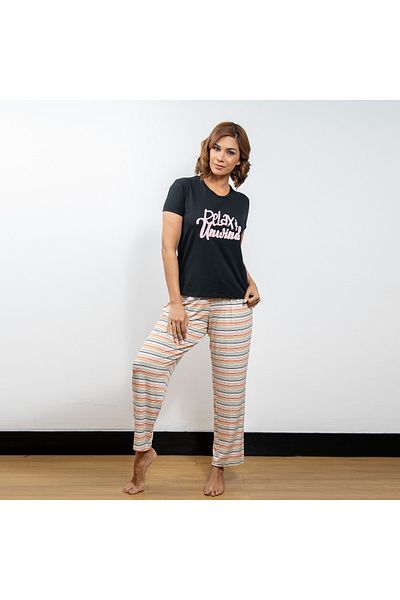 Aadaraya Adaraya Printed Short Sleeves T-shirt And Pyjama Set