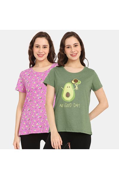 Zivame Set Of 2 - Printed T-shirt With Short Sleeves