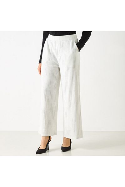 Iconic Textured Wide Leg Pants With Elasticated Waistband