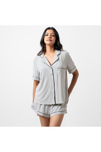 Aadaraya Striped Shirt And Elasticated Shorts Set