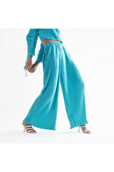 FAV Pleated Wide Leg Pants With Elasticated Waistband And Pockets