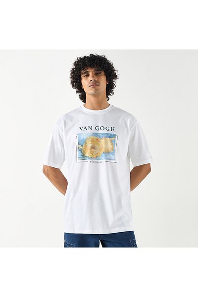 SP Characters Van Gogh Print T-shirt With Crew Neck And Short Sleeves