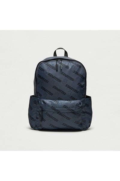 Starter All-over Logo Print Backpack With Adjustable Straps And Zip Closure