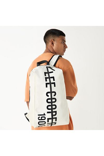 Lee Cooper Logo Print Backpack With Adjustable Straps And Zip Closure