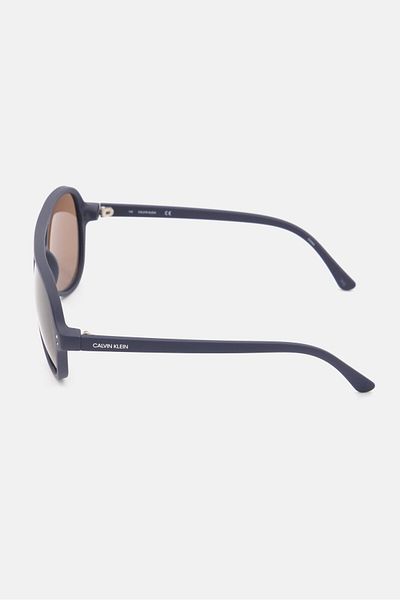 Calvin Klein Men CK19532S Aviator UV Protection Sunglasses, Navy/Brown