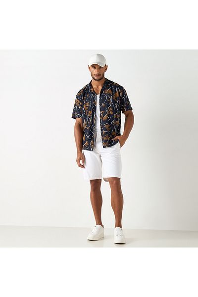 Iconic All-over Print Camp Collar Shirt With Short Sleeves
