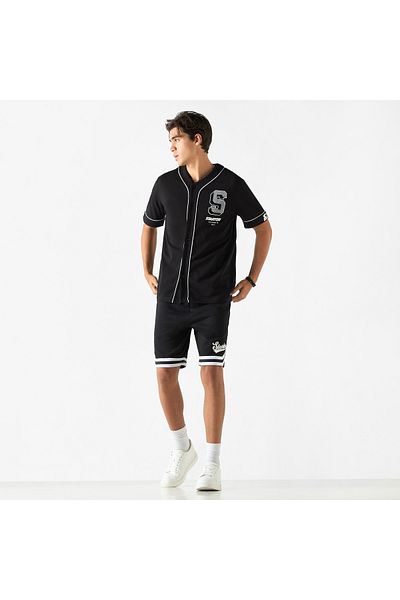 Starter Relaxed Fit Typographic Print Shirt With V-neck And Short Sleeves