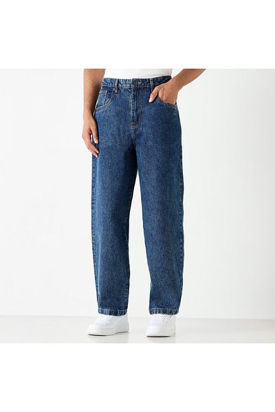 Lee Cooper Baggy Fit Jeans With Pockets And Button Closure