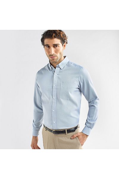 FAV Regular Fit Textured Button-down Shirt With Chest Pocket And Long Sleeves