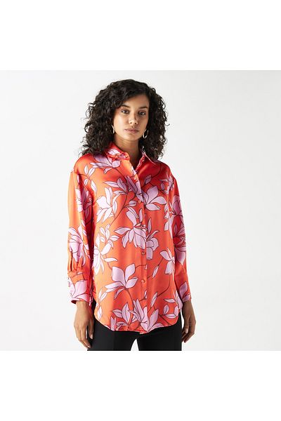 Iconic All-over Floral Print Shirt With Long Sleeves And Button Accents