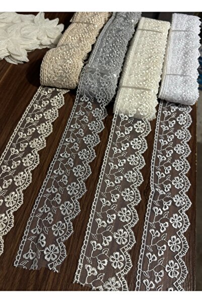 Butik Tül Güpür kenar bant 9 metre imza tekstil Fransız dantel dekoratif şeri...