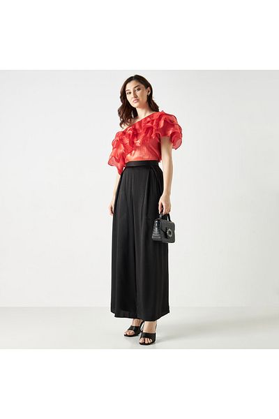 2Xtremz One Shoulder Top With Ruffles