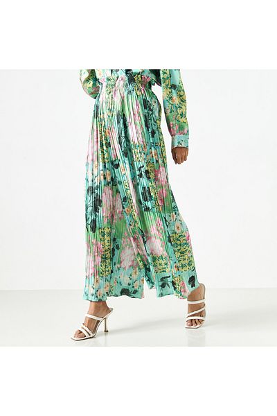 2Xtremz Floral Print Pleated Palazzo Pants With Elasticated Paperbag Waist
