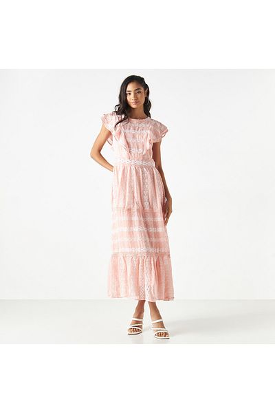 2Xtremz All-over Embroidered Tiered Dress With Ruffles