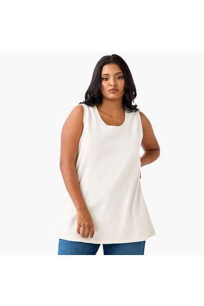 Ulla Popken Plus Size Sleeveless Tank Top With Round Neck