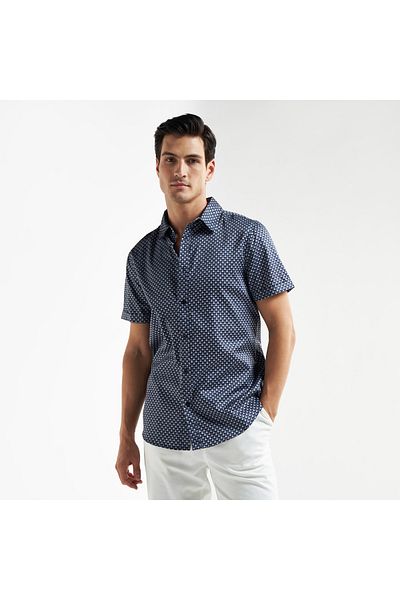 FAV All-over Geometric Print Shirt With Collar And Short Sleeves