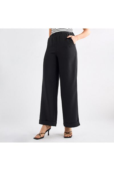 FAV Full Length Striped Wide Leg Pants With Elasticated Waistband