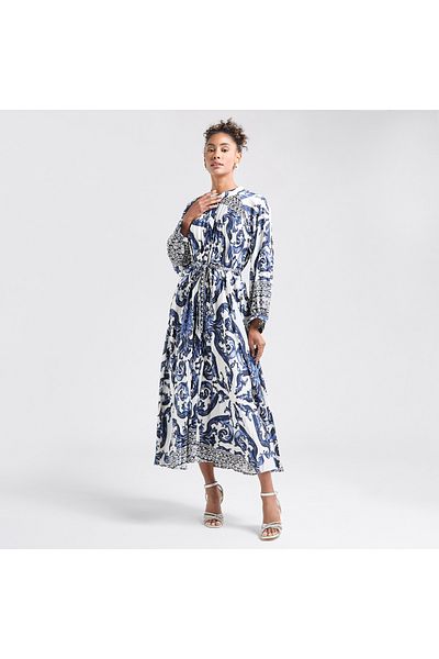 FAV All-over Print Maxi Shirt Dress With Long Sleeves